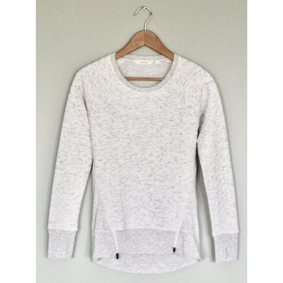 ATHLETA Quilted R&R Sweatshirt Light Gray Zipper Detail Pullover, Size XXS - Picture 2 of 10